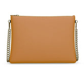 Renai Indochine Orange Sqaure Crossbody Leather Chain Essentials Bag - Flat Leather Bag - Solid Leather Color - Handmade Leather - Zipper
